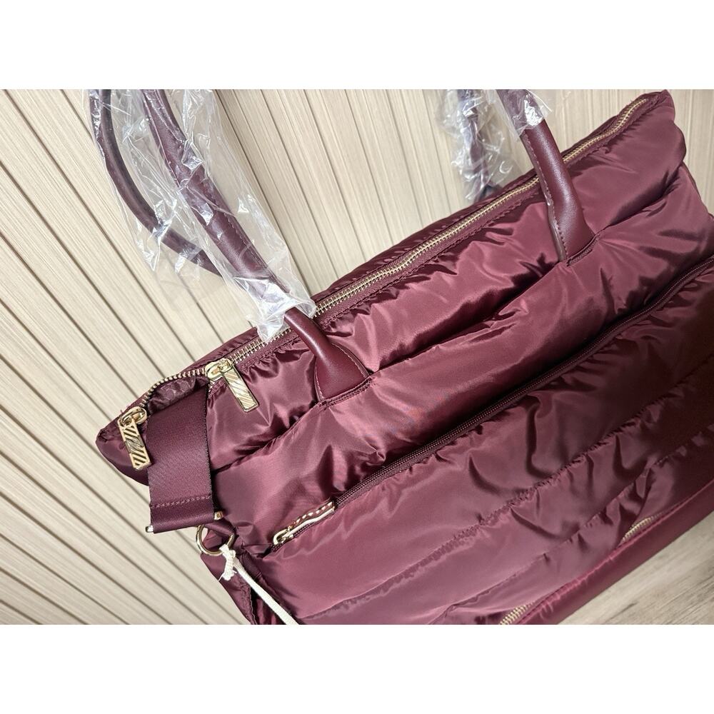 New! iPack Puffy Tote Bag With Shoe Compartment, Padded Laptop Pocket In Wine - Picture 6 of 13